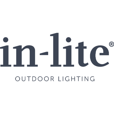 Logo for "in-lite" outdoor lighting, featuring large dark text with a smaller tagline underneath. The design is simple and professional.