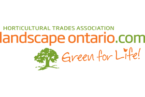 Logo of "Landscape Ontario," featuring a green tree illustration and the tagline "Green for Life!" in orange and green text.